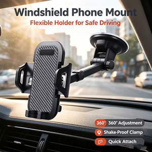 Soporte Universal para Teléfono de Coche con Rotación 360°, Ventosa y Montaje en Rejilla de Ventilación para Salpicadero y Parabrisas, Material de Fibra de Carbono Resistente - Product Image 1