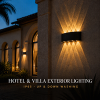 Appliques murales LED extérieures étanches IP65 à double tête, éclairage extérieur haut/bas ultra lumineux pour jardin, patio, cour, hôtel, villa, personnalisable