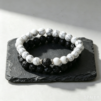Bracelet en pierre naturelle fait main, ensemble de bracelets perlés unisexe, bracelet vintage en pierres précieuses pour femmes et hommes, perles naturelles faites à la main