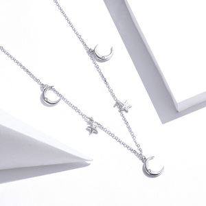 Collar Astral Moon S925 de plata con circonita, collar de Luna y Estrella, SCN411 - Product Image 5