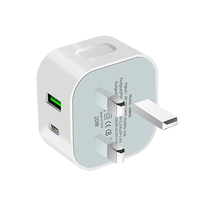 Pengisi Daya Cepat 20W PD Tipe-C untuk Ponsel, Adaptor PD US/UK/EU dengan Kabel USB