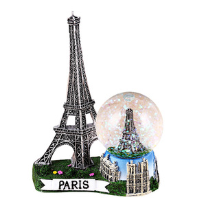Boule à neige en résine Souvenir touristique <span class=keywords><strong>France</strong></span> Paris avec <span class=keywords><strong>tour</strong></span> Eiffel Globe d'eau peint à la main pour la décoration intérieure - Product Image 1