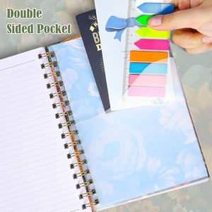 Quaderno <span class=keywords><strong>a</strong></span> spirale <span class=keywords><strong>4</strong></span> Pack A5 foderato diario per donne con copertina rigida <span class=keywords><strong>a</strong></span> spirale Journal con 2 tasche College taccuini, - Product Image 3