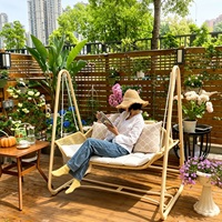 Fauteuil balançoire de jardin extérieur avec auvent, 2 places, hamac de patio, banc balançoire, mobilier imperméable pour balcon et cour