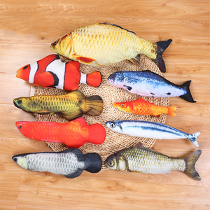 Jouet pour chat en forme de <span class=keywords><strong>poisson</strong></span>, en peluche, avec herbe à chat, résistant aux morsures, pour soulager l'ennui et stimuler les dents - Product Image 1