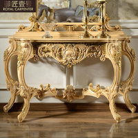 Table de hall d'entrée en bois massif de style européen, table d'appoint semi-circulaire, hall d'entrée, table d'appoint, sculptée