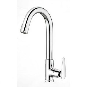 Robinet de cuisine flexible en alliage de zinc, finition chromée, col de cygne, pour eau froide, avec bec long et pivotant, pour évier utilitaire - Product Image 1