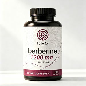 Capsules de berbérine HCl OEM ODM certifiées GMP Halal 1200mg 60 unités Complément alimentaire - Product Image 1