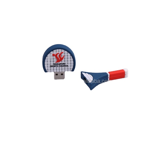 Sports Event Gifts Custom Shape PVC Tennis Racket Ball Usb Flash Drive With logo Printing