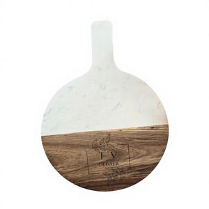 Planche à découper ronde en marbre de haute qualité, fabriquée à la main, écologique, pour servir le fromage, la viande, le pain - Product Image 1