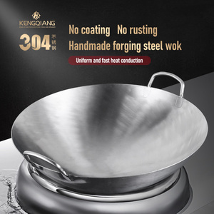 Kengq 32cm-80cm Batterie De Cuisine Wok En Acier Inoxydable Double Oreille Grand Wok Avec Poignées Cuisine Wok En Acier Inoxydable - Product Image 2