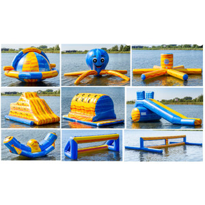 Parc aquatique flottant en eau libre avec plateforme d'équilibre, rouleau pneumatique et balançoire - Product Image 5