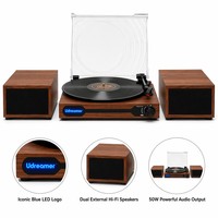 Tourne-disque professionnel USB MP3 à 3 vitesses pour la décoration de la maison, style vintage en noyer **Lecteur de disques vinyles**