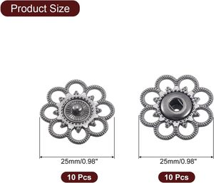 Uxcell Sets Hollow Flower Snap Buttons Mm <b>Press</b> Buttons Snap Fasteners Rings Buckle for Clothes DIY Crafts Dark Grey - Product Image 2