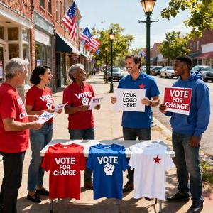 เสื้อยืดเลือกตั้งพิมพ์โลโก้ตามสั่ง สั่งจำนวนมาก |   เสื้อยืดผู้ชายแบบแห้งเร็วขายส่งสำหรับทีมแคมเปญทางการเมือง - Product Image 2