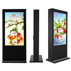 HUSHIDA HD 2000 NITS 수직 지면 서 있는 스크린 IP55 방수 방진 디지털 방식으로 Signage 토템 전시 옥외 LCD 간이 건축물