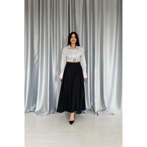 Wholesale <b>Black</b> Wrap <b>Skirt</b> Gathered Sides <b>Denim</b> Cotton Chiffon Knitted XS Size PU Material Patchwork Print Plain Waisted - Product Image 4