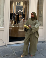 Ensemble coordonné modeste haut de gamme personnalisé pour femme, ensemble de détente 2 pièces, tunique en coton musulman et pantalon large, tenues 2026