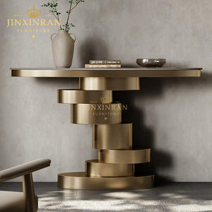 Italienischer Konsolen-Eingangs tisch Moderner Luxus-Konsolen tisch aus goldenem Edelstahl mit gesintertem Stein für das Wohnzimmer - Product Image 2