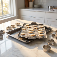 Ensemble de 2 moules à pâtisserie antiadhésifs OKAY, design perforé, acier au carbone, passe au lave-vaisselle, écologique, multi-usages pour la cuisine à domicile
