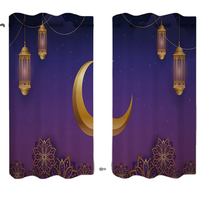 음영 커튼 창 커튼 창 커튼 현대 인기있는 라마단 축제 시리즈 장식 사계절 얇은 명주 그물 정전 20pcs