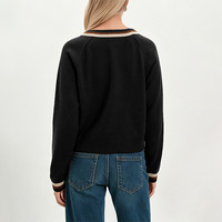 Vintage College Gestreifter Strick-Cardigan für Damen V-Ausschnitt Oversize Langarm Goldknöpfe Crop-Top Game Day Pullover mit Anpassbarem Team-Logo