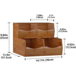 Portaspezie da <span class=keywords><strong>Cucina</strong></span> in Legno Massello a Più Livelli, Cesto Portaoggetti a Doppio Strato <span class=keywords><strong>per</strong></span> Frutta, Verdura e Snack da Soggiorno - Product Image 4