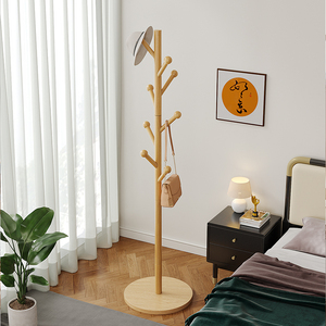<span class=keywords><strong>Porte</strong></span>-<span class=keywords><strong>manteau</strong></span> autoportant en bois avec base ronde et plusieurs crochets pour hall d'hôtel, café et bureau (vente en gros) - Product Image 4