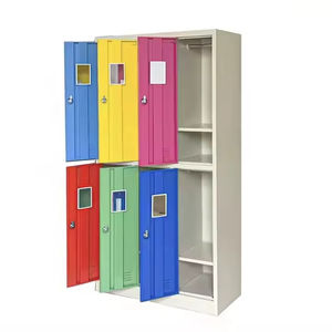 Casier en acier à 6 portes avec barre suspendue, serrure à clé à <span class=keywords><strong>induction</strong></span>, pour rangement de chaussures et vêtements, modèle 2026, assemblé en salle de sport - Product Image 2