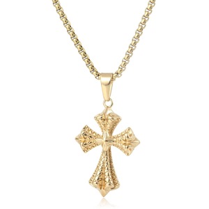 yunnique <b>Cross</b> Pendant Necklace Gold Zinc Alloy Geometric Design For Men Women Gift Jewelry 60cm <b>Chain</b> FY3068 - Product Image 1
