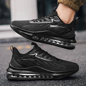 Men's Breathable Non-slip Casual Fashionable Sports Shoes Cushioning Pure Color Knitted Mesh Fabric <b>for</b> Walking <b>Running</b> - Product Image 3