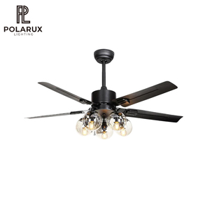 <span class=keywords><strong>Ventilateur</strong></span> de <span class=keywords><strong>plafond</strong></span> noir mat pour restaurant avec <span class=keywords><strong>globe</strong></span> en <span class=keywords><strong>verre</strong></span> transparent Style ferme industriel pour salle à manger Café bar - Product Image 1