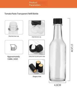 Botellas vacías <span class=keywords><strong>de</strong></span> vidrio transparente <span class=keywords><strong>de</strong></span> 100ml para ensalada <span class=keywords><strong>de</strong></span> Chile aturdido Embalaje 5oz 10oz Pimienta <span class=keywords><strong>Tabasco</strong></span> Salsa picante Tapa negra 3oz 5oz 8oz 150ml - Product Image 5