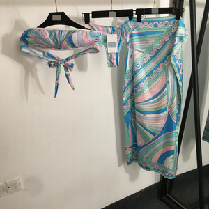 2026 Summer New Arrivals High-End <b>Sexy</b> 3-Piece Bikini Separates Set-Bandeau Bra + Cheeky Briefs + Beach Sarong <b>Skirt</b> <b>Short</b> Quick - Product Image 1