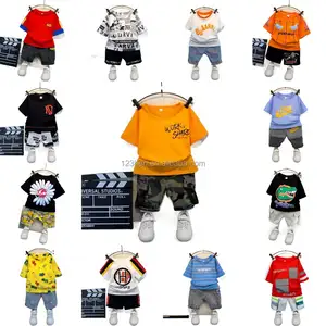 2023 summer boy suits sets children printed short-sleeved shirts shorts pants trend children's suits