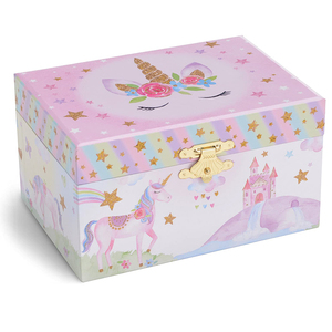 Wholesale Unicorn Wind-Up Eco-Friendly Musical Jewelry <b>Box</b> 90s Sound Duration Cute Rainbow Design <b>Soft</b> Lining Children's <b>Box</b> - Product Image 1