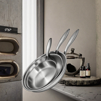 Ensemble de casseroles 8 pouces, 10 pouces, 12 pouces, acier inoxydable 304 tri-couches, antiadhésif, durable, résistant à la chaleur, compatible gaz et induction