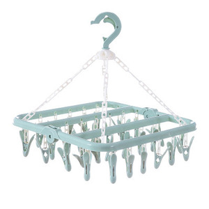 Foldable Clothes Drying Rack Square Plastic Single Tier With <b>Clips</b> For Balcony Use - Product Image 1