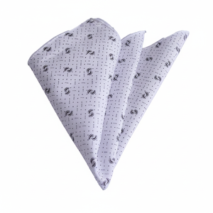 Foulard en coton imprimé Paisley blanc et noir Accessoire de costumes pour hommes - Product Image 2