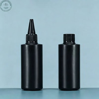 Bouteille compte-gouttes cylindrique noire vide de 200 ml, 400 ml, 500 ml avec bouchon disque pour shampoing, lotion, crème visage et crème contour des yeux – Vente en gros, personnalisable et mignonne