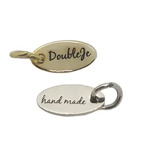 Oval enamel logo metal jewellery tags gold plating double-sided logo charms