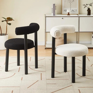 Nouvelle <span class=keywords><strong>chaise</strong></span> de salle à manger rembourrée en <span class=keywords><strong>velours</strong></span> noir nordique avec <span class=keywords><strong>chaise</strong></span> ronde enduite de <span class=keywords><strong>poudre</strong></span> noire - Product Image 5