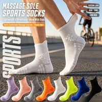 Chaussettes de course mi-mollet unisexe à semelle en tissu éponge à pois, avec coussinets de massage, respirantes, pour marathon, athlétisme et gym, logo personnalisé OEM