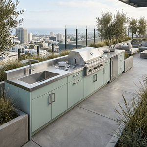 Cucina Esterna Modulare in Acciaio Inox Europeo, Ecologica, con Isola BBQ <span class=keywords><strong>per</strong></span> Patio e Villa - Product Image 2