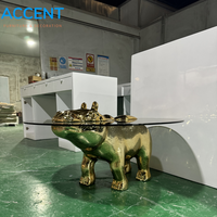 Table basse en fibre de verre solide en forme d'hippopotame, statue créative d'animal en FRP, base ronde, pour la maternelle