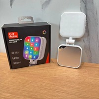 Lampe LED magnétique pliable pour selfie, lumière vidéo réglable 3 températures de couleur, luminosité réglable, miroir HD, rechargeable par USB