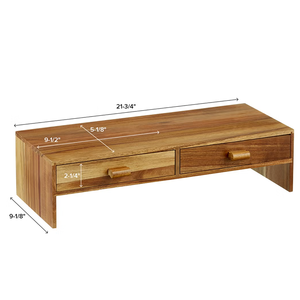 แท่นวางจอคอมพิวเตอร์คู่ ทำจากไม้กระถิน พร้อมชั้นวางของสำหรับจัดระเบียบโต๊ะทำงาน เหมาะสำหรับคอมพิวเตอร์แล็ปท็อป ใช้ในบ้านหรือสำนักงาน - Product Image 2