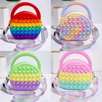 Regenboog Pop It Handtas Fidget Toy Siliconen Push Bubble Sensorische Portemonnee Moderne Hoge Kwaliteit Stressverlichtende Rits Opbergtas