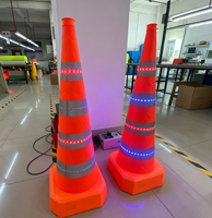 Cône de signalisation pliable en PVC de 42 cm avec bande lumineuse LED clignotante, rechargeable, étanche IP54, sonore, de qualité ingénieur, réfléchissant