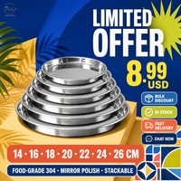 Assiette ronde en acier inoxydable 304, plat de service épaissi, assiette multi-usages pour marinades et collations, idéale pour la maison et la restauration